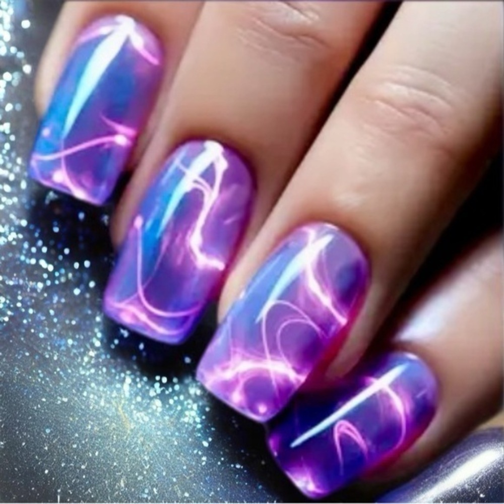 Pink & Purple Lighting Press On Nails NWT